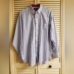 Paul Fredrick Non Iron Men's Checkered Shirt  Red, Wh & Bl Classic Fit 17 1/2x35